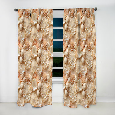 Seashell Lace Tropical Pattern - Tropical Velvet Curtain - Room Darkening - 1 panel