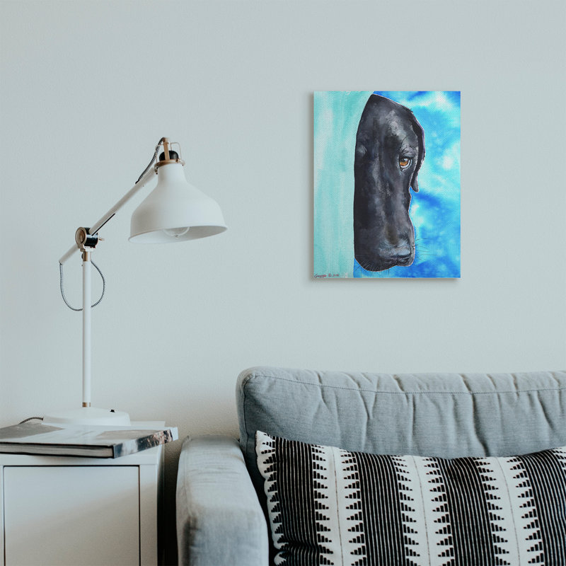 «Bashful Labrador Dog» par George Dyachenko - reproduction d'art sur toile, Toile tendue, H 20 po x l 16 po