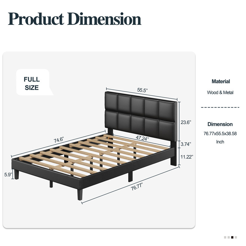 Leather Platform Bed, Full 