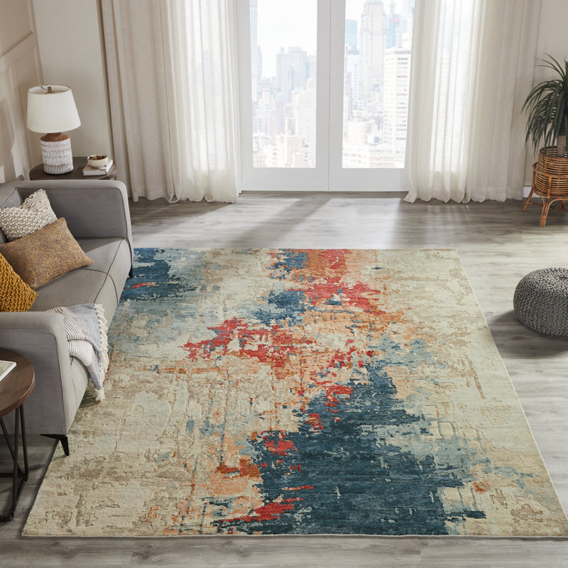 Solaris Ember Cascade Hand-Knotted Wool Area Rug, Rectangle 8' x 10'