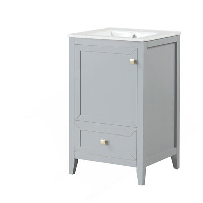 Meuble-lavabo de 20 pouces avec lavabo, porte à fermeture douce, support de rangement et tiroir pour salle de bain moderne