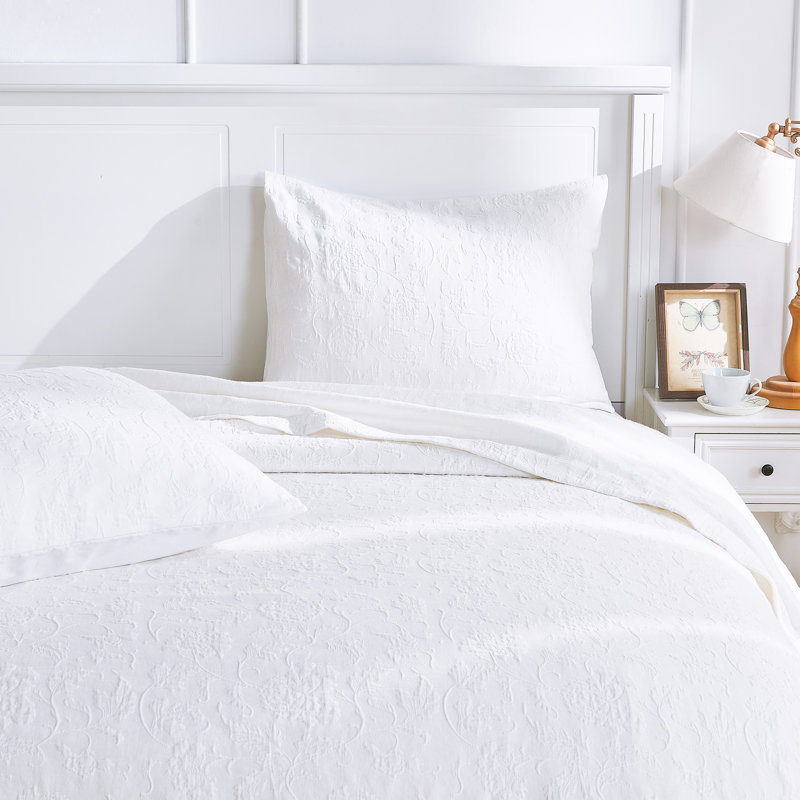 Literie Sophia, Ensemble de couvre-lit très grand + 2 très grand, Blanc