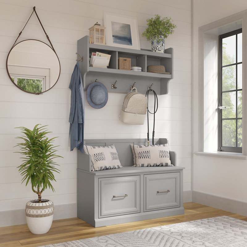 Banc de rangement Kierra, Gris Cape Cod