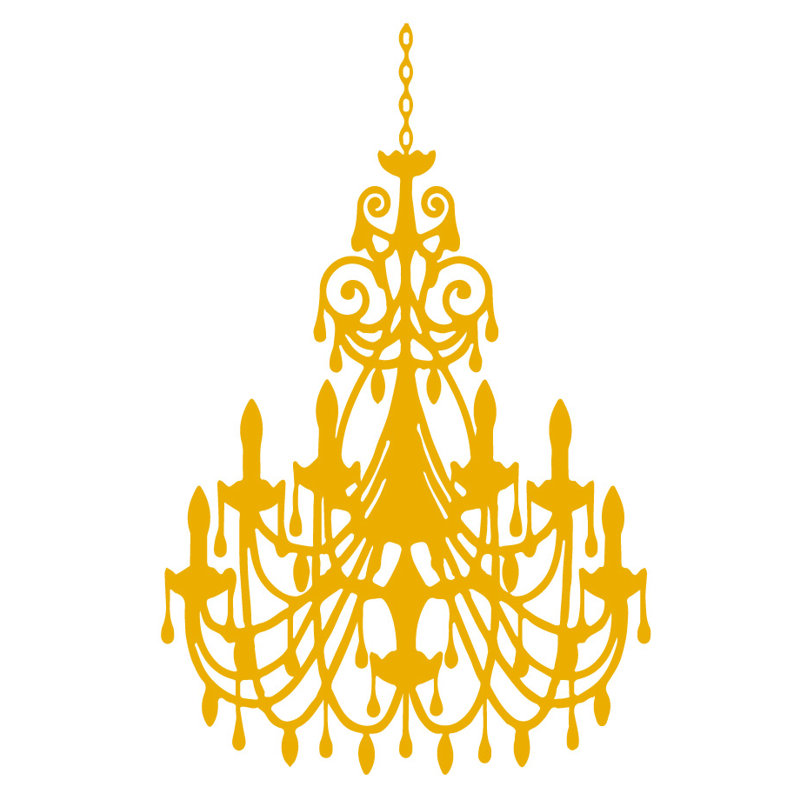 Décalcomanie murale lustre ornée, H 24 po x l 16 po x P 0,01 po, Jaune signalisation