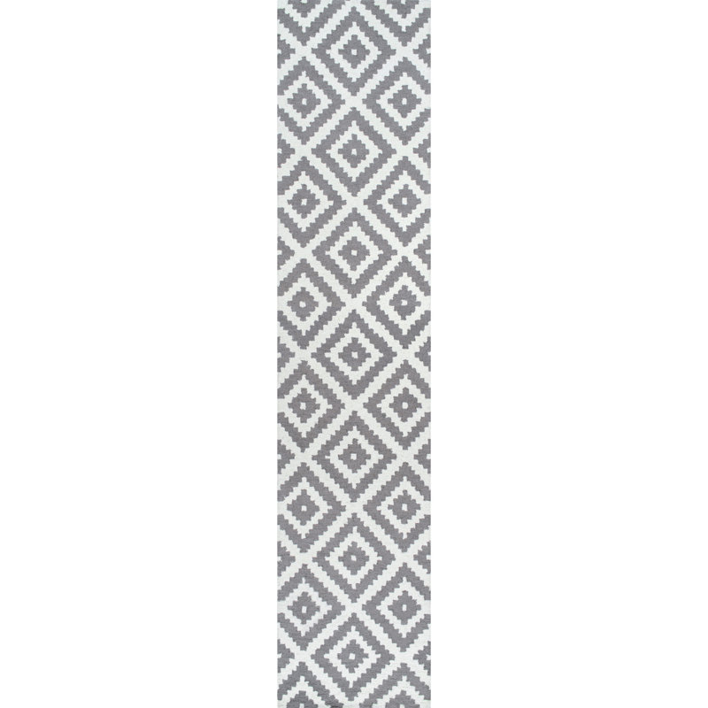 Kellee Hand Tufted Geometric Wool Gray Area Rug, Runner 2'8" x 10'