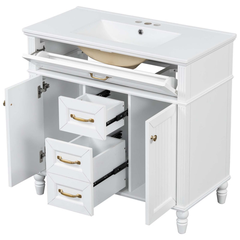 Meuble-lavabo 36 po avec lavabo, Blanc
