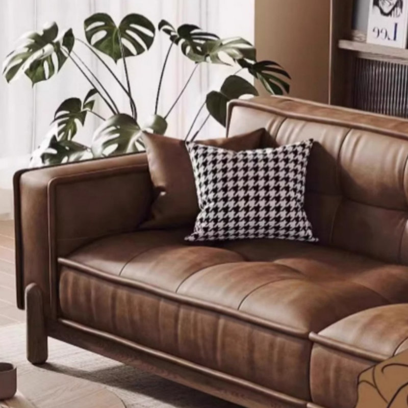 Retro Walnut Straight - layout Sofa, Brown