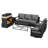 5-Piece Modern Aluminum Outdoor Patio Furniture Set Swivel Chairs with 50000-BTU Outdoor Propane Fireplace,Grey Cushions and Coffee Table-1823647286