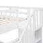 Lit superposé blanc avec escalier pour chambre à coucher, garde-corps et garde-corps, structure de haute qualité, escalier fonctionnel, lit avec lit blanc et rail divisibles, pieds en pin massif, accès sécuritaire, compartiments, sans sommier à ressorts