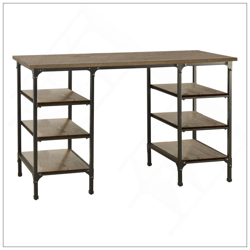 Charming Counter Height Writing Desk With Multiple Shelves For Enhanced Functionality