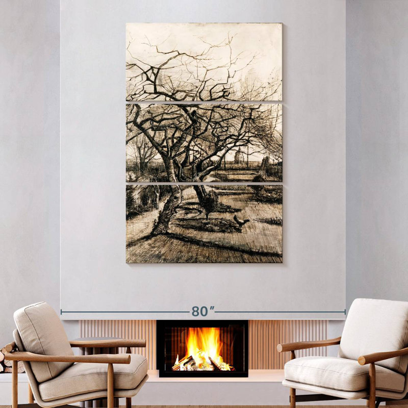 Alvord le jardin de Parsonage à Nuenen en hiver, H 74 po x l 48 po