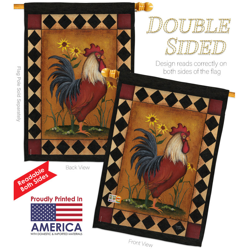 Farm Animals Rooster Decorative Vertical House Flag 28" x 40"
