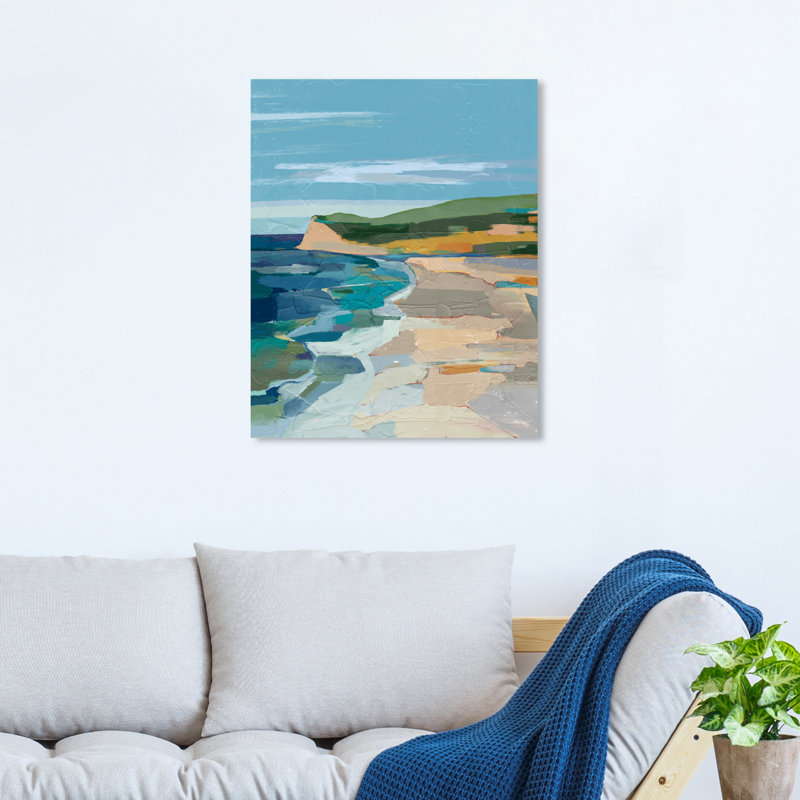 «Island Getaway II Abstract Beach Hills Coastal Blue», impression sur cadre photo, H 20 po x l 16 po x P 1,5 po, Toile tendue
