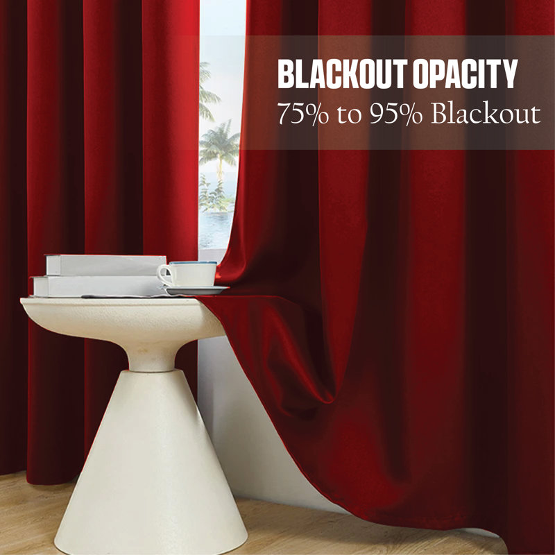 Frasco Blackout Curtain Pair, Red, 167.64cm Width x 182.88cm Drop