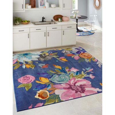 Tapis bleu / gris / jaune / vert / rose Corderro