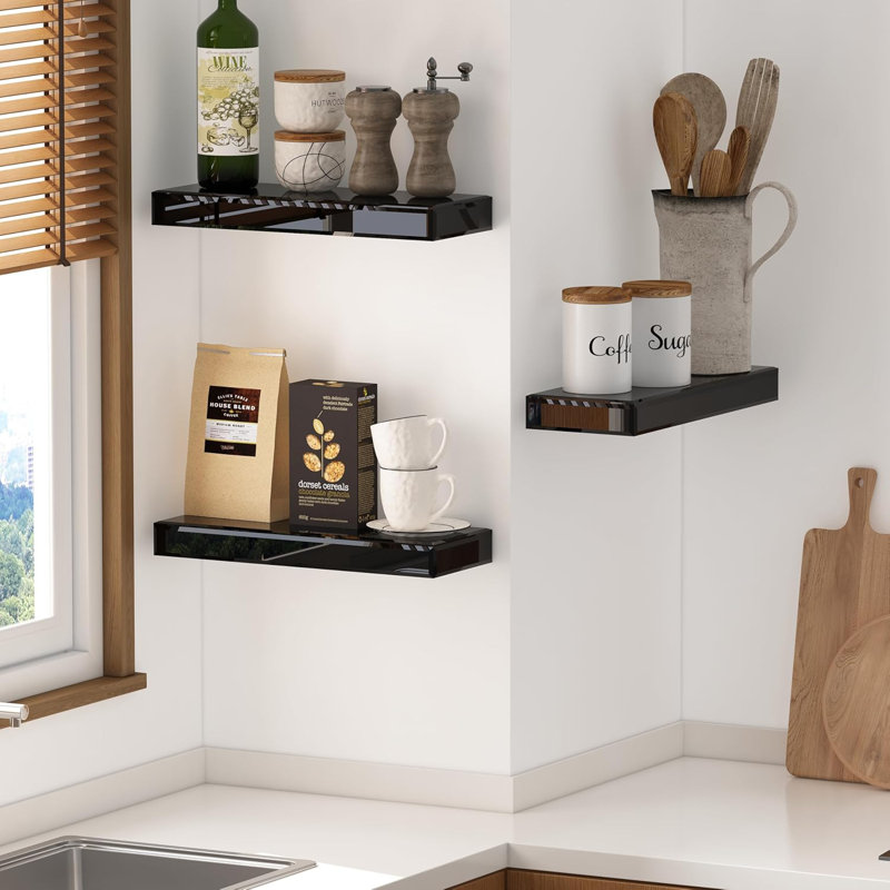 Tablettes flottantes en verre pour mur