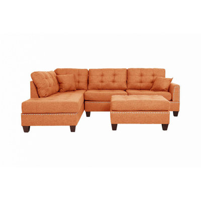 3pcs Sectional Living Room Furniture Reversible Chaise Sofa