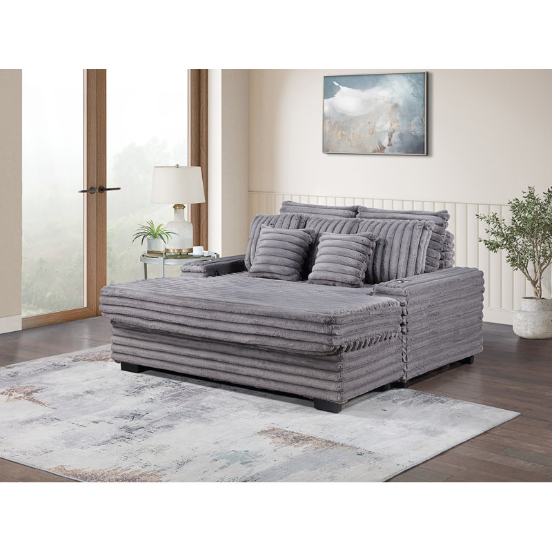 Chaise longue surdimensionnée avec porte-gobelets et port de charge USB
