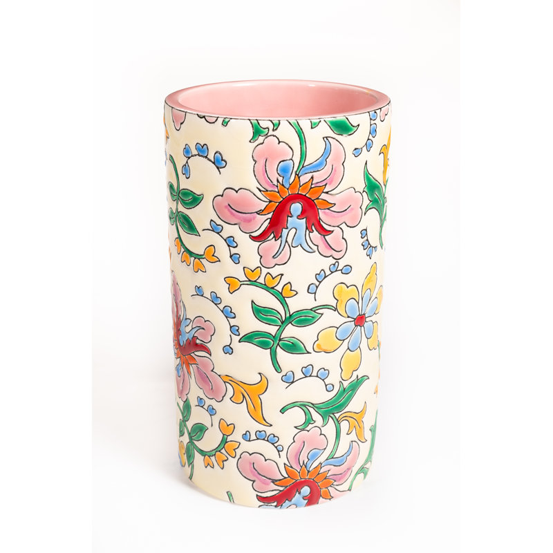 Primadonna Handmade Earthenware Table Vase, 5.5" H x 2.4" W x 2.4" D