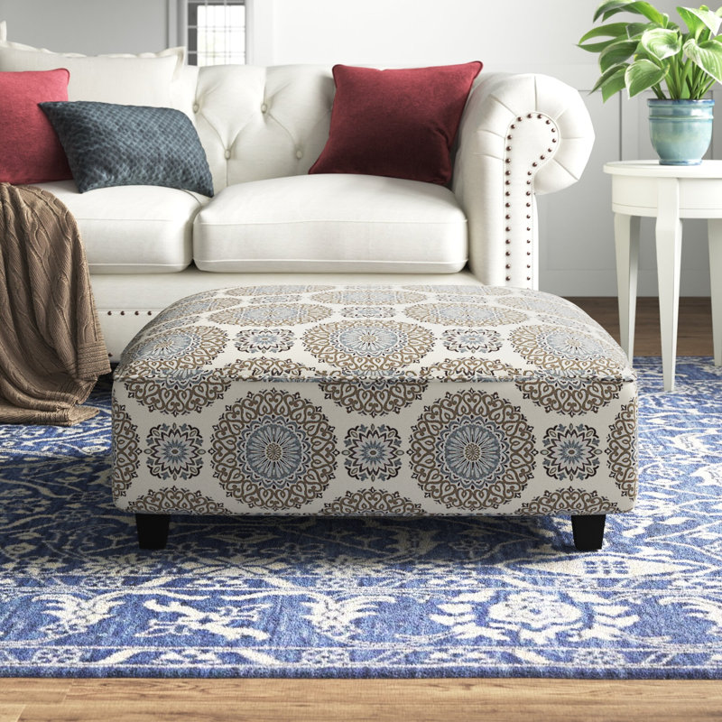 Aurora Upholstered Ottoman, Brianne Twilight Polyester Blend
