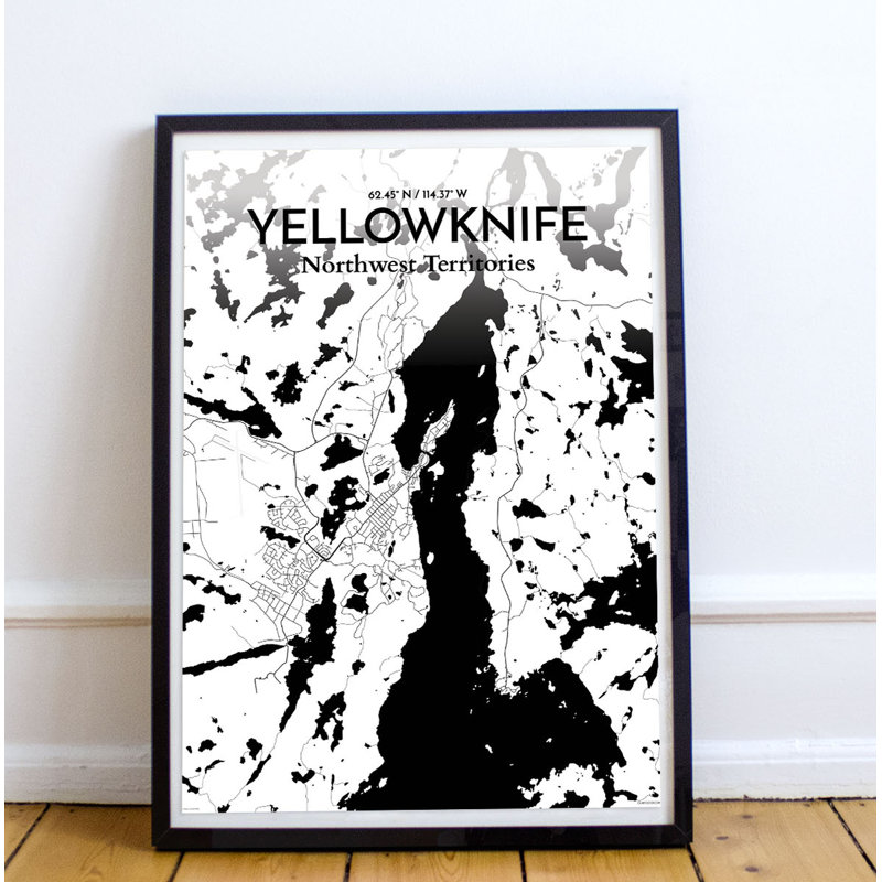 Yellowknife City Map - No Frame Print, 70.1cm H x 50cm W x 0.1cm D