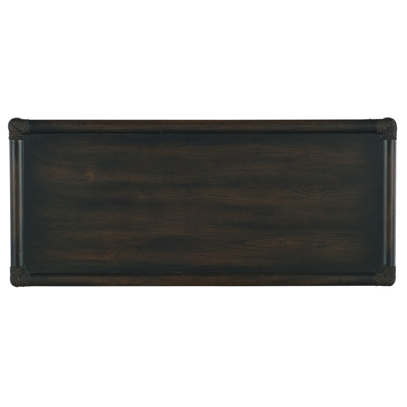 Retreat Pole Rattan Five-Drawer Chest, Dark Wood/Black Sand