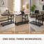 Table d'appoint en forme de C, réglable en hauteur (80 cm), avec roulettes et plateau inclinable.