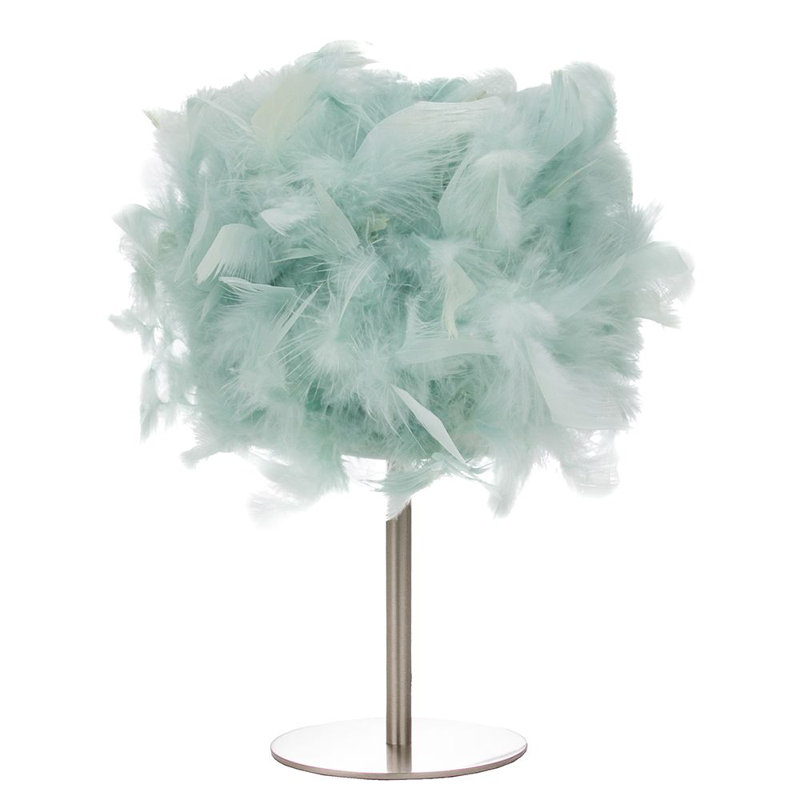 Wimmer Modern and Chic Real Feather Table Lamp with Base and Switch, Duck Egg