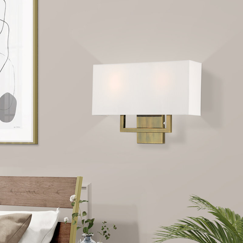 Willow Corner Wall Light, 12" H x 16" W x 3.88" D, Antique Brass