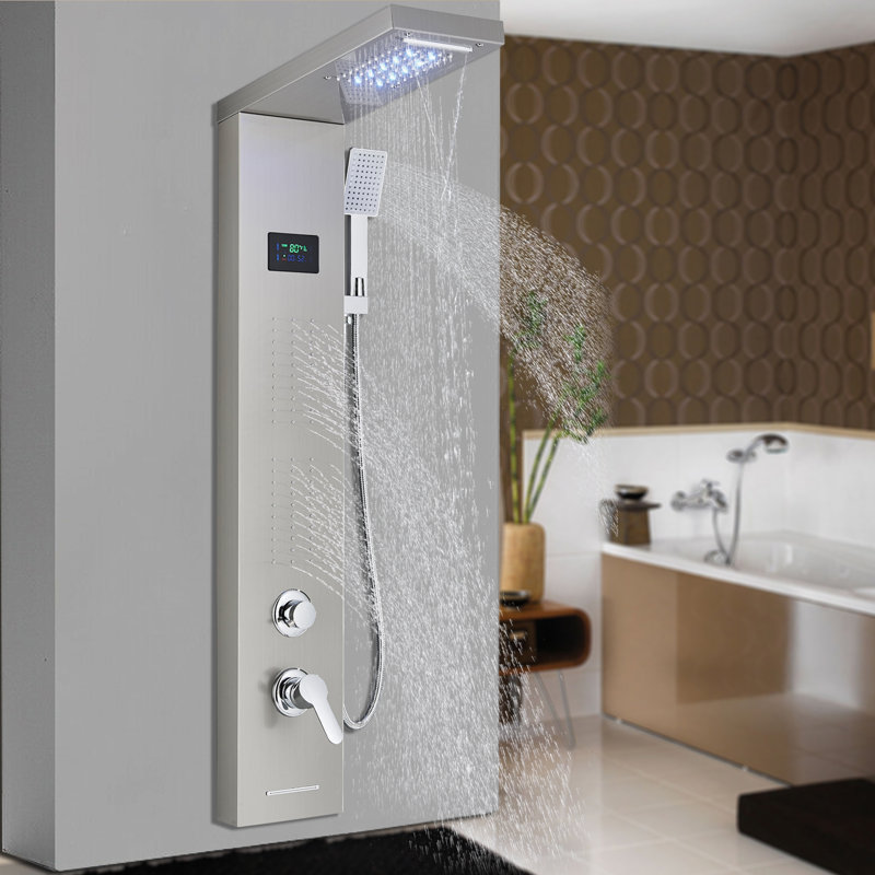Pomme de douche à panneau fixe 44,8 po, Nickel brossé
