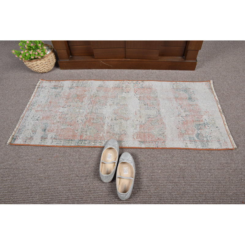 Handwoven Vintage Turkish Rug with Unique Pattern Design in Soft Pastel Colors