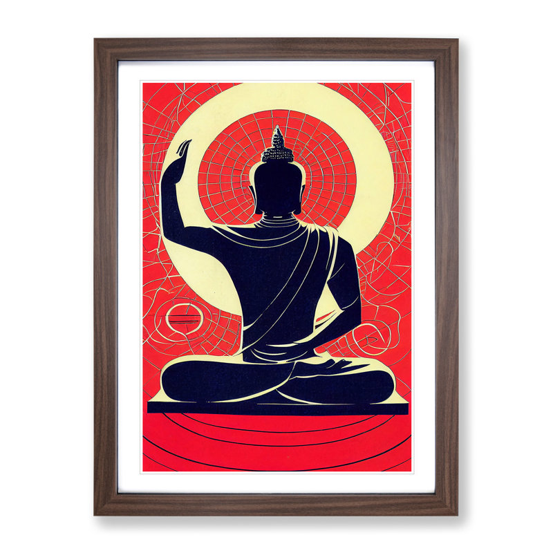 Artistic Buddha - Wall Art, 34cm H x 25cm W x 2cm D, Walnut Framed
