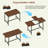 Expandable Dining Table Set for 4-8, 63" Large Extendable Kitchen Table with 2 Benches & 2 Stools, Modern Wood Top & Metal Frame, Space-Saving, Easy Assembly, Walnut.-62735604-62735605-62735608-62735603-62735614