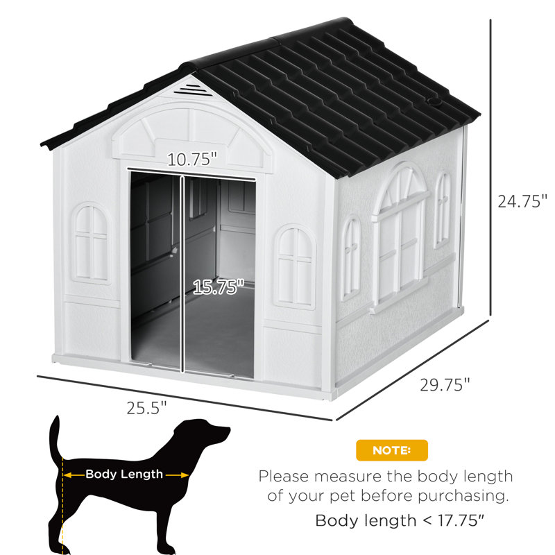 Niche pour chien de taille moyenne - gris, imperméable, jolie fenêtre pour animaux de compagnie, porte, pour chiens de taille moyenne