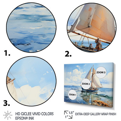 Mulli Boat Sailing Reflections II - Coastal Boat, reproduction d'art sur toile encadrée
