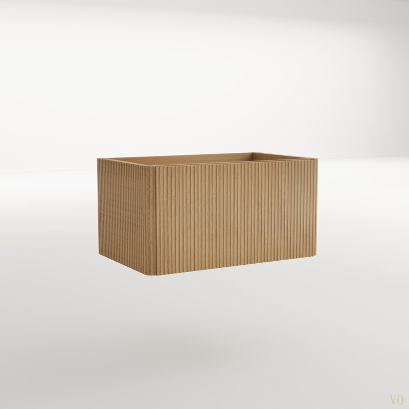 30" Striped  Bathroom Vanity, Wall Mounted Floating Bathroom Vanity For Modern Bathroom, KD, Walnut