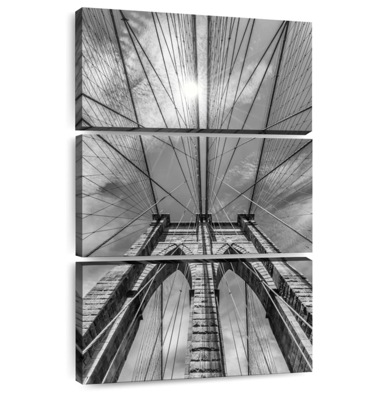 Lilie Brooklyn Bridge Structure Sky View, 74" H x 48" W