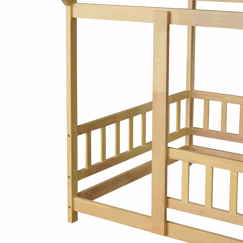 Structure de lit simple en bois avec structure de lit et garde-corps de sécurité