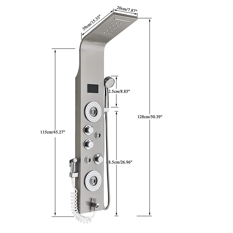 50.4'' Shower Panel with Fixed Shower Head, Brushed Nickel