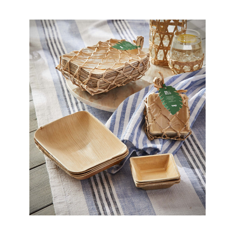 Eco Palm Leaf Rect Bowl Set/12