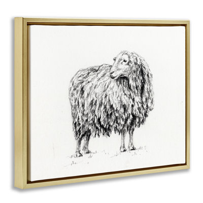 Mouton dans un cadre flottant gris anthracite, design par Leah Noel Art