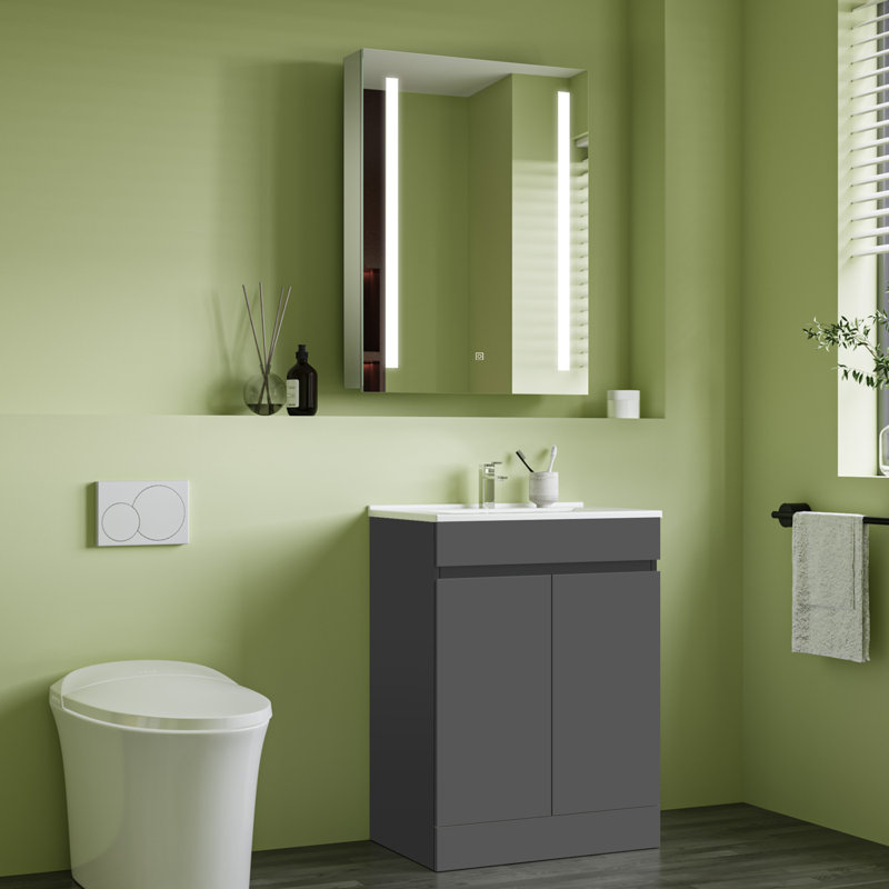 Elanora 600mm Single Bathroom Vanity with Drop In Ceramic Basin, Grey, Grey