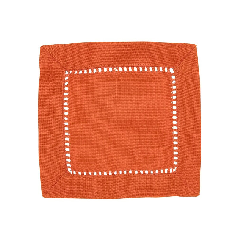 Pumpkin Classic Hemstitched Cocktail Napkins 6" W X 6" L, Set Of 4