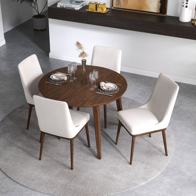 Ensemble repas pour 4 personnes Ruchi, Noyer, Beige