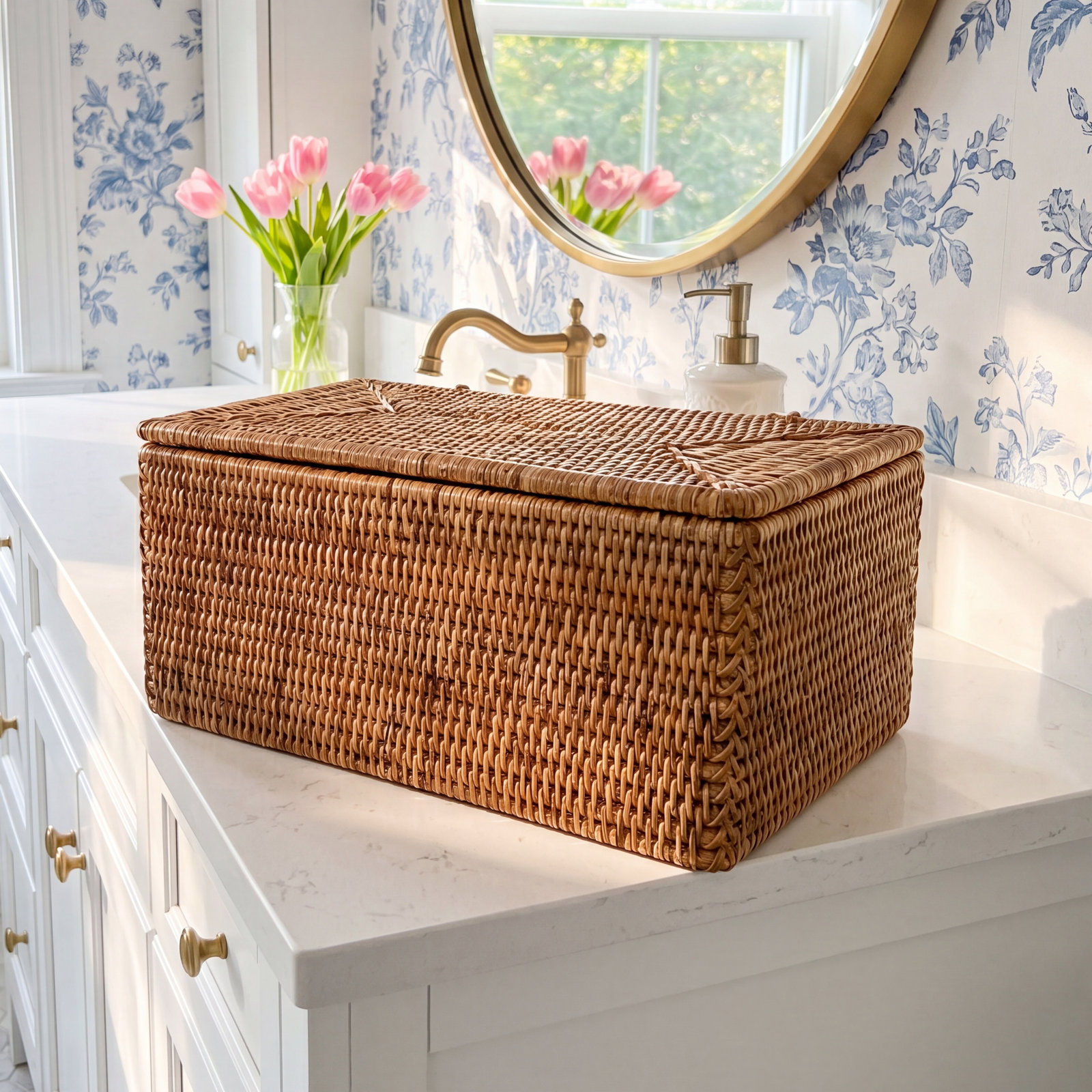 Thisbe Bathroom Storage Container, Honey Brown