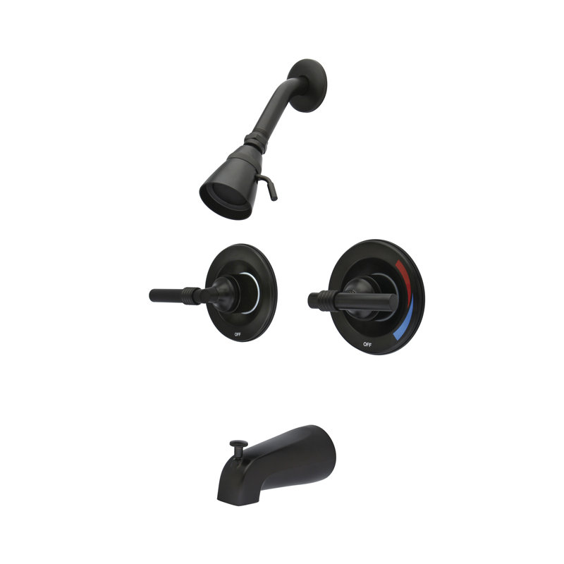 Milano Diverter Tub and Shower Faucet with Magellen Lever Handles, Oil Rubbed Bronze