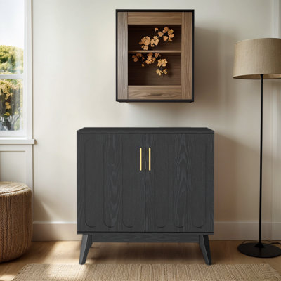 Mid-Century Modern Sideboard - Fluted Buffet Cabinet with Adjustable Shelves by George Oliver