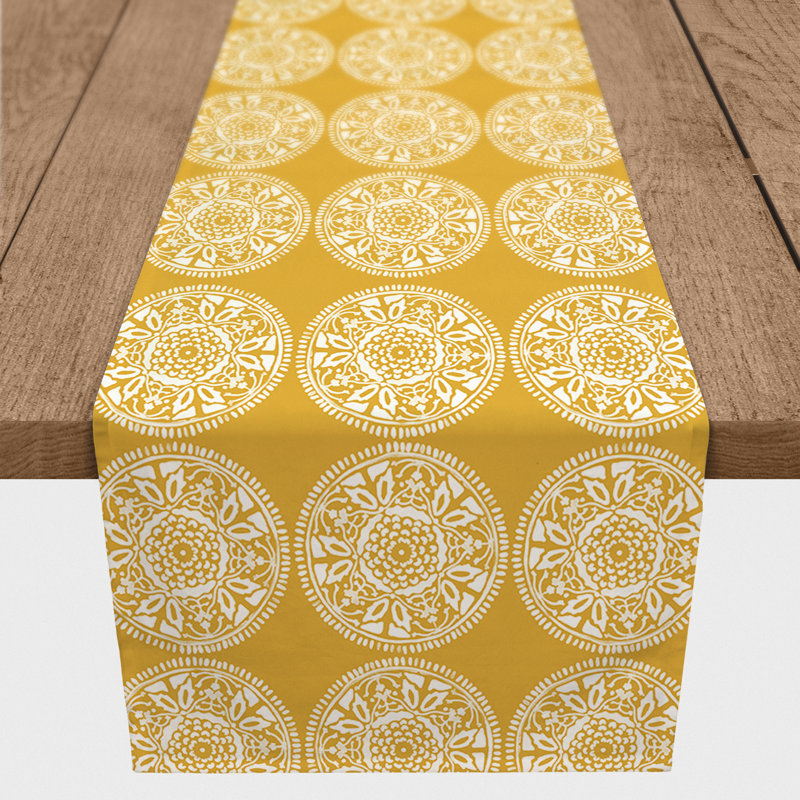 Petrone Geometric Table Runner, Yellow, 72" x 16"
