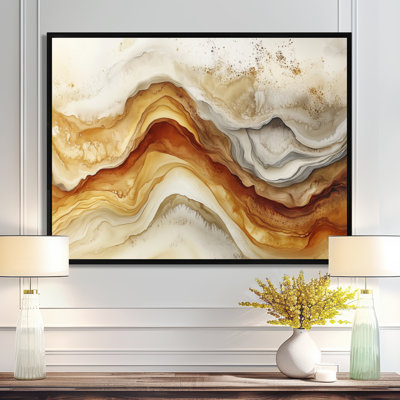 «Warm Earth Marble Wave Flow I», œuvre d'art contemporaine sur toile blanche