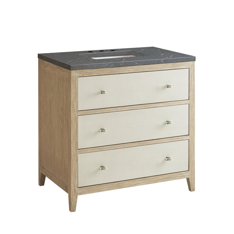 Celeste 36'' Single Bathroom Vanity with Solid Surface Top, Parisian Blue, 8" Widespread